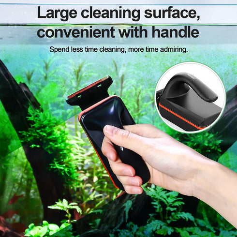 0.4-0.8 Inch hygger Magnetic Aquarium Fish Tank Glass Cleaner,Detachable Dual-Blades Brush Tool with Floating Scrubber