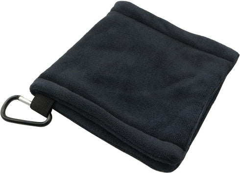 ZYAMY Pocket Golf Towel with Clip, Black Sweat-Absorbent Cleaning Tool, Golf Accessories, Golf Ball Cleaning Towel