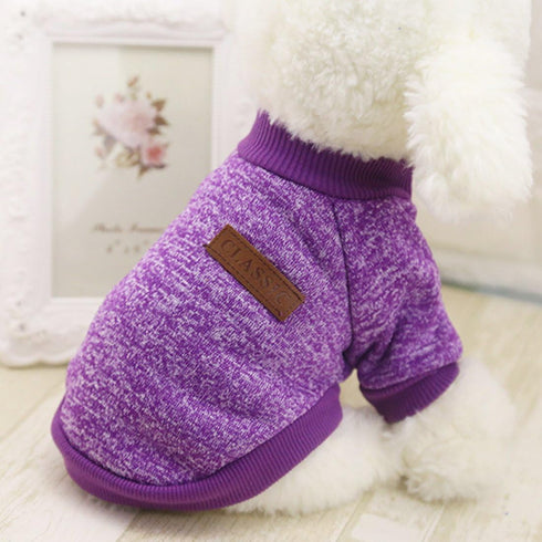 Idepet Pet Dog Knitwear Sweater, Soft Fleece Coat for Small, Medium, Large Dogs, Purple (L)
