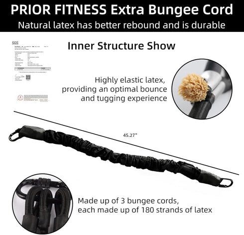 Cord,88-264Pounds 1* PRIOR FITNESS Premium Bungee Cord, Heavy Duty Bungee Fitness Resistance Cord Elastic Rope