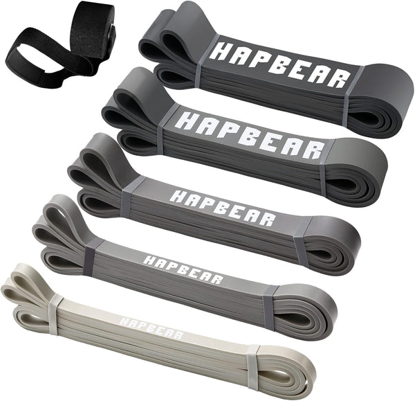 HAPBEAR Pull Up Assistance Bands, Set of 5 Resistance Bands for Powerlifting, Heavy Duty Exercise with Door Anchor