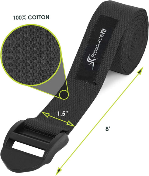 ProsourceFit Durable Cotton Yoga Strap for Stretching and Physical Therapy