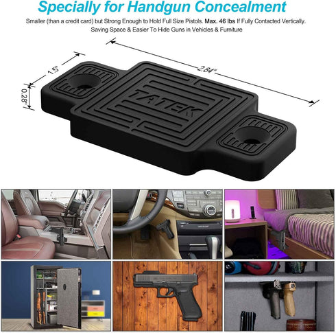 TATEK 46 lbs Magnetic Gun Mount for Vehicle Rated. Tactical Pistol Magnet Holder for Car, Truck, Home, Under Desk