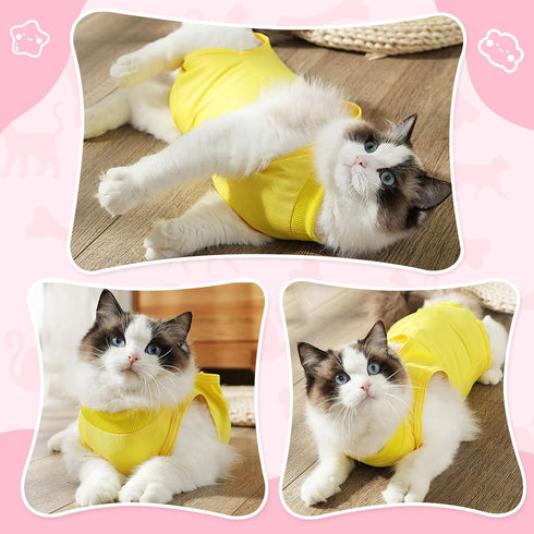 Cat Recovery Suit for Abdominal Wounds, Breathable Onesie for Cats After Surgery, Anti Licking E-Collar Alternative