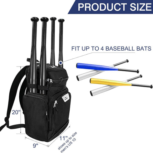 WOLT Baseball Bag Backpack for Youth and Adults, Multifunctional Softball Bag with Separate Helmet Compartment