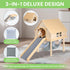 LUCKYBOPAN Hammock, Guinea Pig Hideout- Wooden Guinea Pig Toys with Stairs and Mat & Detachable Double-Decker House