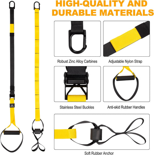 Resistance Training Kit, 2 Adjustable Bodyweight Resistance Bands with Handles, 1 Door Anchor, 5 Resistance Loop Bands