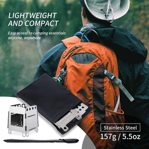 Lixada Camping Wood Stove, Folding Lightweight Stainless Steel Wood Burning Stove for Outdoor Camping