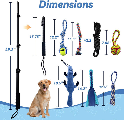 Flirt Pole for Dogs, Interactive Toys Tug-of-war for Dogs, Four-Section Retractable Adjustable Length, Chase Toys
