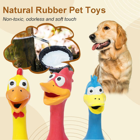 3 7.9 inch Dog Squeaky Toys Pcs Rubber Chicken Dog Toy, Squeaking Fun Chew Toy for Dogs Indoor and Outdoor Interactive