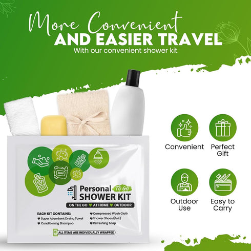(3) Compact Personal Shower Kit To-Go (Green) Your Hygiene Companion for Travel, Gym, Camping | Shower on the Go |