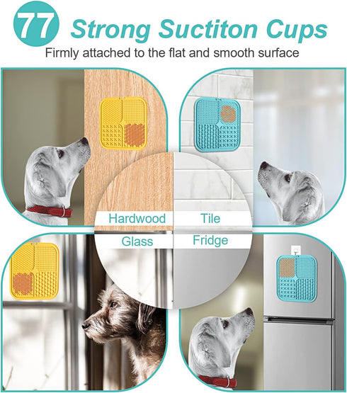 LUKITO 3PCS Licking Mat for Dogs & Cats with Suction Cups, Dog Peanut Butter Lick Pads for Anxiety Relief & Boredom Reducer, Slow Feeder Dog Bowls, Perfect for Bathing, Grooming and Training