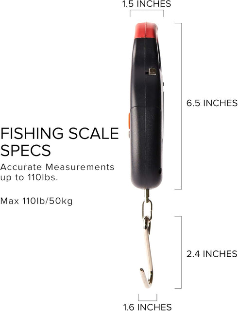 Kraken Bass Fishing Scale, Portable Electronic Digital Weight Display with Measuring Tape, Essential Fishing Gear