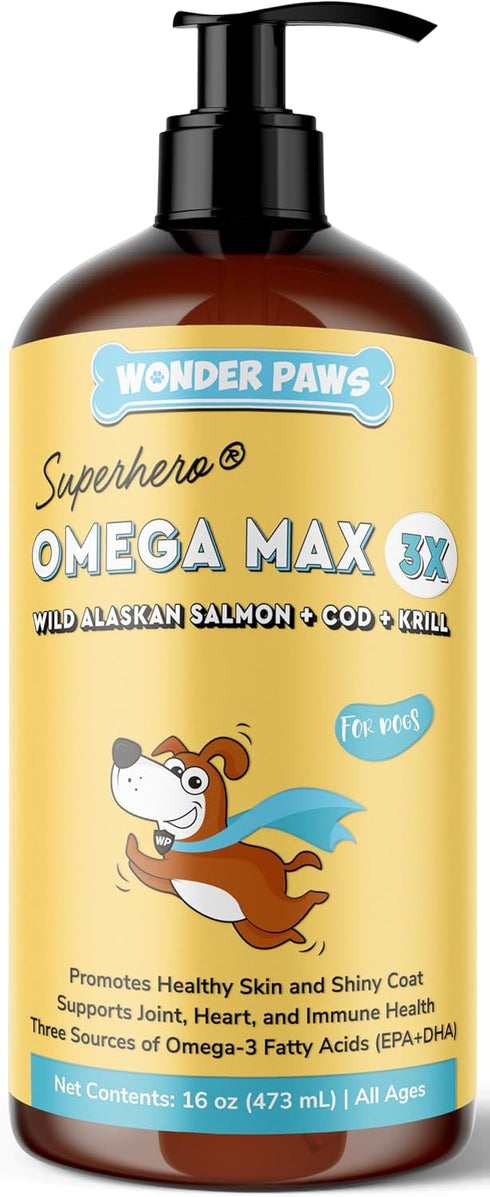Fish Oil For Dogs - Omega 3 from Alaskan Salmon, Cod & Krill Oil - 16 oz Pet Liquid Supplement