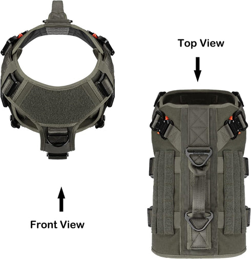 ICEFANG GN3 Tactical Dog Harness with 6X Buckle, Molle Vest with Handle, XL Ranger Green
