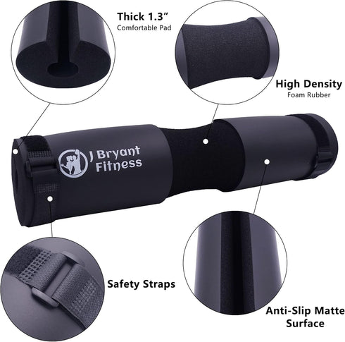 J Bryant Barbell Pad Set with 2 Ankle Straps for Cable Machines, Thick Cushion Hip-Thrusts Pad with Carry Bag