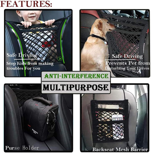 DYKESON Pet Barrier Dog Car Net Barrier, Auto Safety Mesh Organizer for Cars, SUVs, Easy Install, 3 Layer