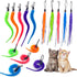 Cat Toy Worm Refills - 15 Pieces Interactive Cat Wand Attachments for Indoor Cats