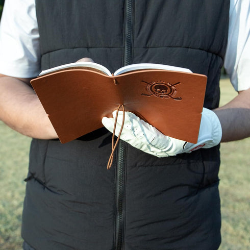 Golf Scorecard Book, Leather Golf Journal Notebook with Pencil, Yardage Book, Pocket Golf Score Book