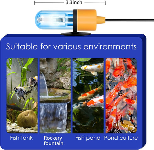 Aquarium Clean Light, 3W Mini Submersible Light with Timer, Waterproof Clean Lamp for Pond and Swimming Pool