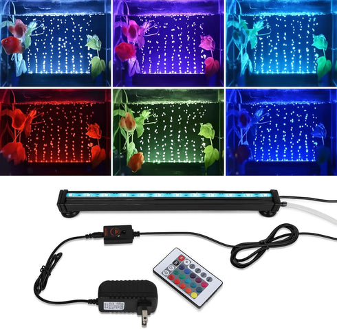 9.05 Inch Submersible Aquarium Light, Fish Tank Light with Air Bubble Hole, RGB Color Changing Remote Control
