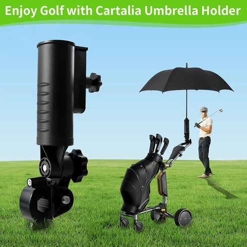 Heavy Duty Golf Push Cart Umbrella Holder, Upgraded Aluminium Alloy Base Ultra Windproof, Universal Umbrella Stand