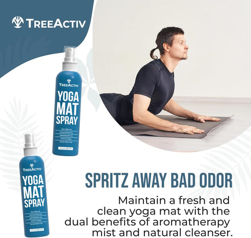 TreeActiv Yoga Mat Cleaner Spray, 4 fl oz, All Purpose Mat Spray for Gym Equipment, Tea Tree Oil, 2000 Sprays