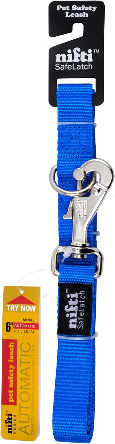 Heavy Duty 6 Foot Dog Leash with Secure Patented SafeLatch Clasp and Built-in Magnet for Large and Medium Dogs