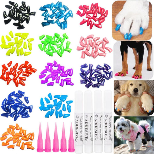 VICTHY 100pcs Dog Nail Caps, Claw Covers with Glue and Applicators (S)