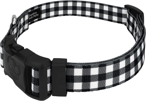 Country Brook Petz Deluxe Black & White Buffalo Plaid Dog Collar, Made in The U.S.A., Extra Small