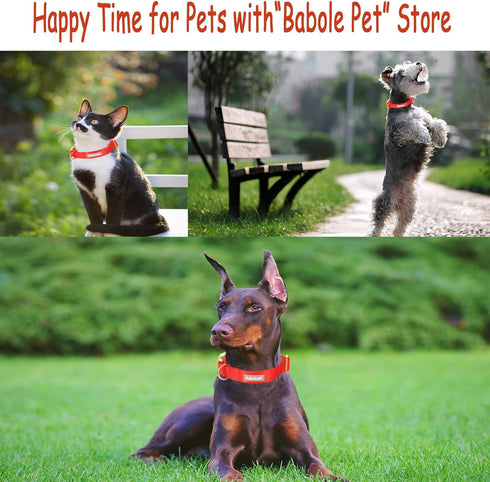 Babole Red Nylon Dog Collars for Small Puppy, 13 Colors Adjustable Soft Comfortable Pet Collars with Safety Metal