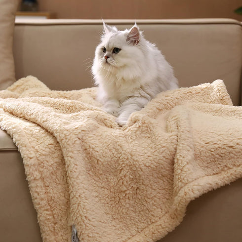 Luciphia Premium Fleece Dog Puppy Blanket, Soft Pet Sherpa Calming Cat Throw for Small Medium Dog Cat (Beige, 57x40