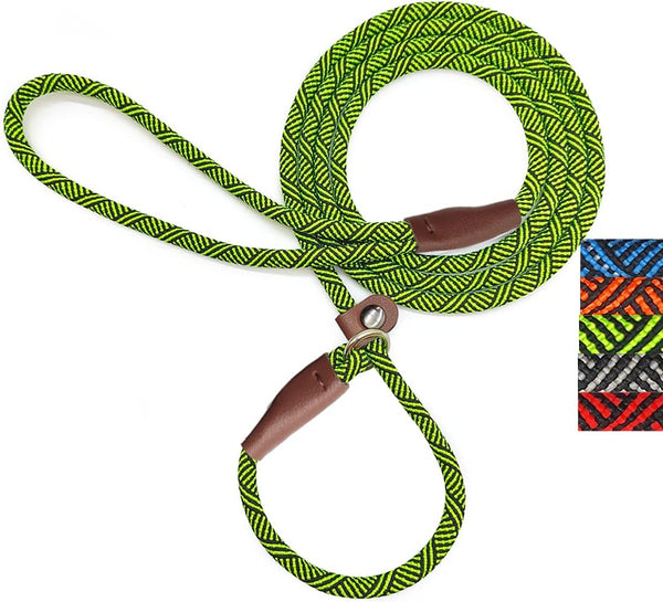 Slip Lead Dog Leash, 1/4" x 5ft No Pull Slip-on Training Leash for Small and Medium Dogs (Green)