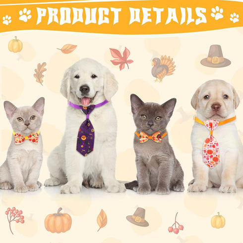 100 Pieces Dog Bows Set, Fall Dog Bows, Thanksgiving Bow Ties, Halloween Dog Bows for Small Medium Dogs