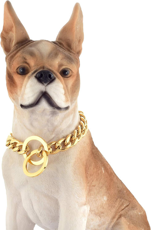 Dog Chain Collar 13/15/19MM High Polished Stainless Steel 18K Gold NK P Chain for Small Dogs