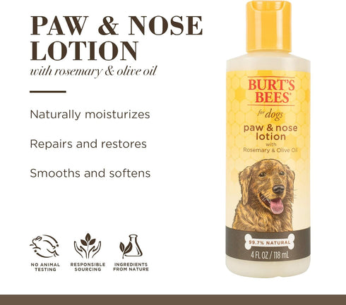 Burt's Bees for Pets All-Naturally Derived Paw & Nose Lotion with Rosemary & Olive Oil, Best Treatment for Dry Nose and