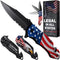 GOOD WORKER Pocket Knife with American Flag, Small Legal EDC Knives, Patriotic Gifts, US Flag Tactical Folding Knives