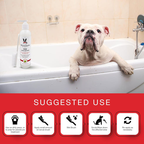 8 oz Warren London Paw Scrub Deep Cleaning Paw & Nail Cleanser with Aloe Vera Removes Dirt & Grime Includes Scrub Brush