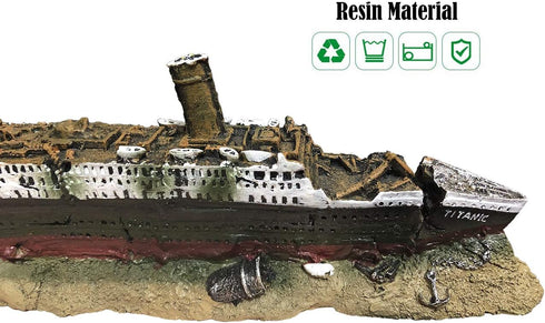 Aquarium Titanic Shipwreck Decorations - Resin Material Ship Decorations,Fish Tank Sunken Ship Ornament Aquarium Environment Friendly Decorations by SLOCME