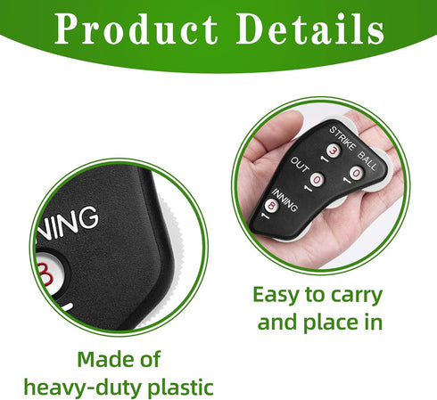 Watayo 4 Wheel Baseball Umpire Clicker, Black Umpire Indicator Gear for Scorekeeper Recording Outs & Innings