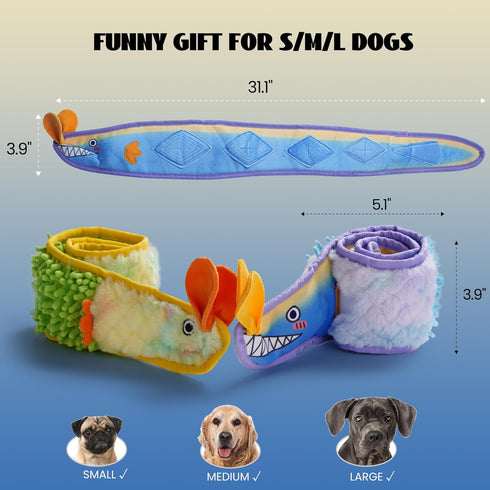 Nocciola EEL Squeaky Dog Toy, Tough No Stuffing Toy for Tug of War, Puppy Interactive Puzzle Fun to Keep Them Busy