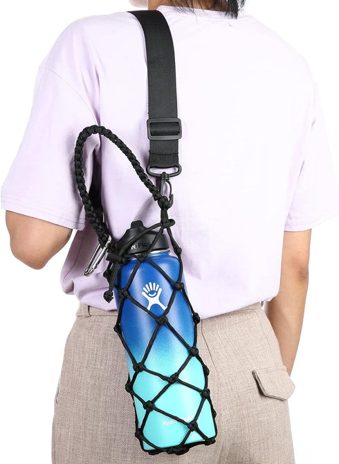 Water Bottle Carrier Strap, Wine Cup Holder for Sports Bottle Sling, Fits 17-25oz, 32oz-40oz, 64oz