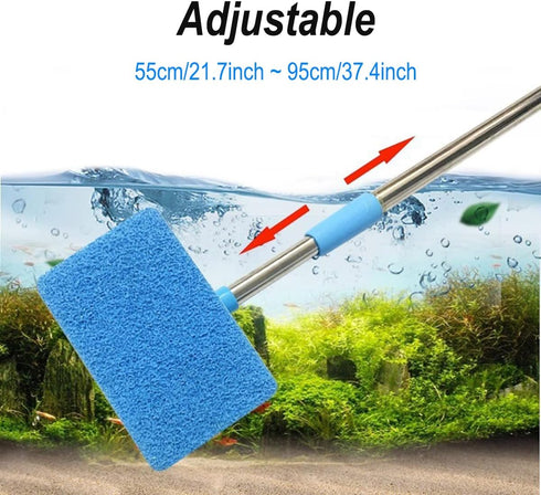 Set 1 Yamibobo Long Handle Fish Tank Sponge Brush Extendable Aquarium Fish Tank Cleaning for Glass, Fish Tank Sponge