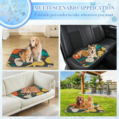 Generic Summer 28" X22" Cooling Pet Mat Ice Silk Dig Cooling Mat Musical Note Prints Dog Bed Washable Pet Pad Mats