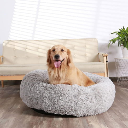 HACHIKITTY Calming Donut Dog Beds for Medium Large Dogs, Indoor Calming Beds, 30''