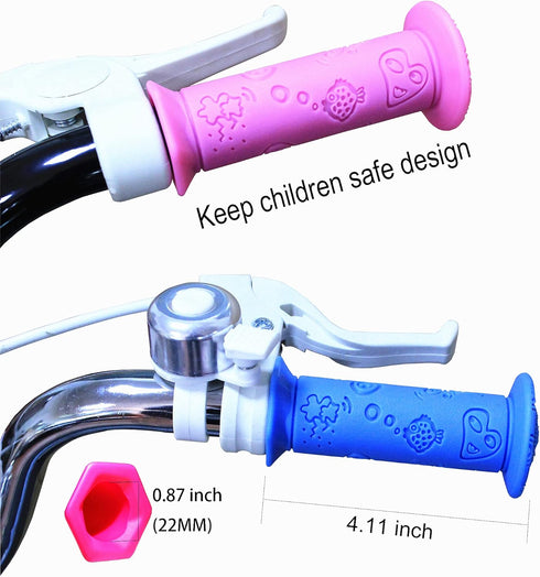 Kids Bike Handlebar Grips, 4Pcs Shorter Length (4.11"), Soft and Comfortable for Kids Girls Boys Bikes and Scooters
