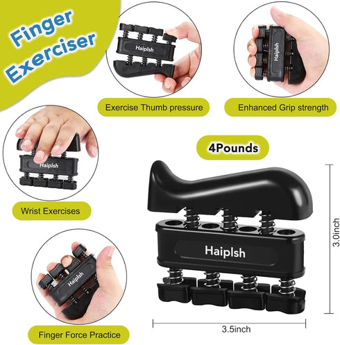 Grip Strength Trainer Kit (5 Pack) with Finger Exerciser, Hand Grip Strengthener, Stress Relief Ball, Silicone