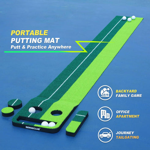 Set, 1x8 SENSECLUB Indoor Putting Green Game, Foldable Putting Mat Golf Game Golf Gifts for Men - Ft