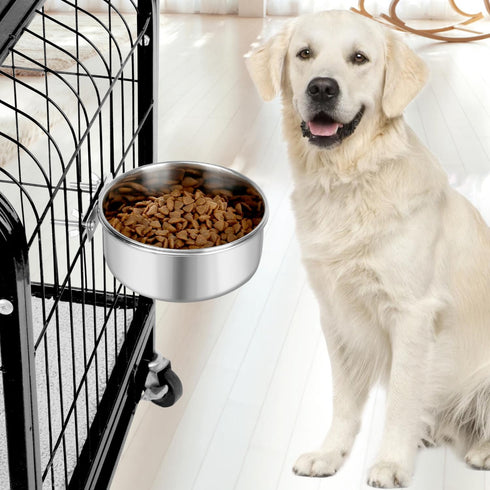 Dog Bowl, Stainless Steel Pet Hanging Food Water Bowl, Feeder for Dogs, Cats, Rabbits (Large, 2pcs)
