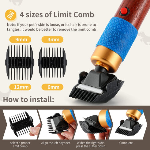 200W Trimmer 110-240V CGOLDENWALL Dog Hair Clipper for Grooming Pet Clipper Kit with Spare Blade, Low Noise&Vibration